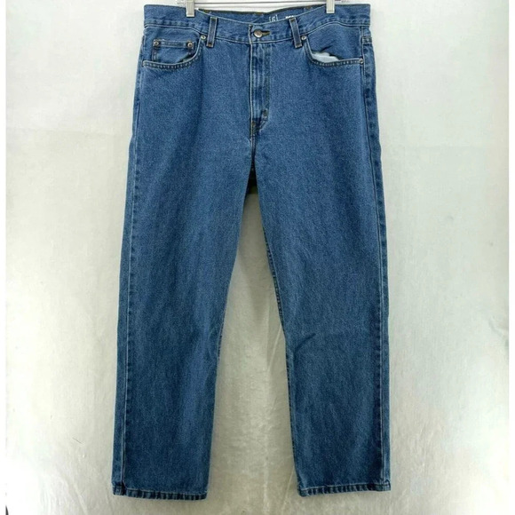 George Jeans Men's Sz 36x30 Blue Denim Regular Fit Straight Leg High Rise Button - Picture 1 of 11